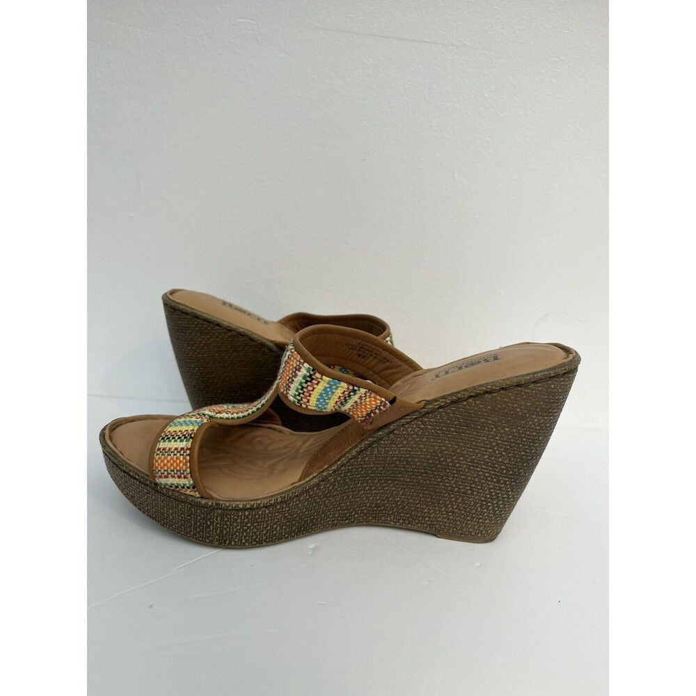 Born Sandals Women's Size 10 Sirena Wedge Platform Slip On Aztec Shoes Leather